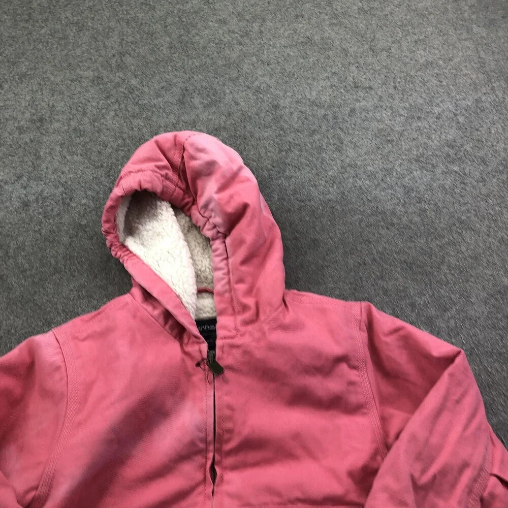 Carhartt Jacket Kids 5 Pink Hooded Canvas Bomber Sherpa Lined Winter Coat
